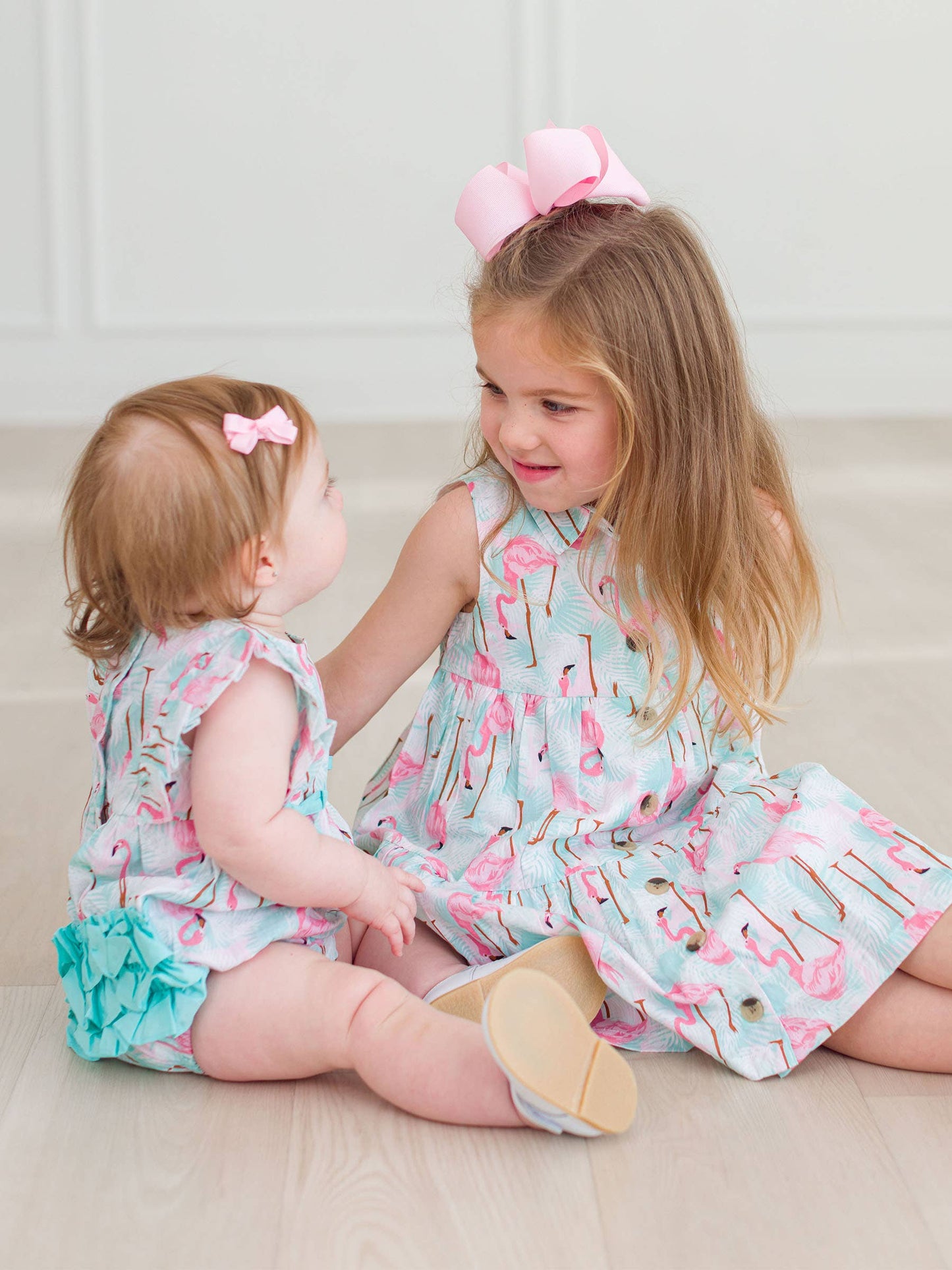 Baby Girls Vibrant Flamingo Classic Ruffle Bubble Romper