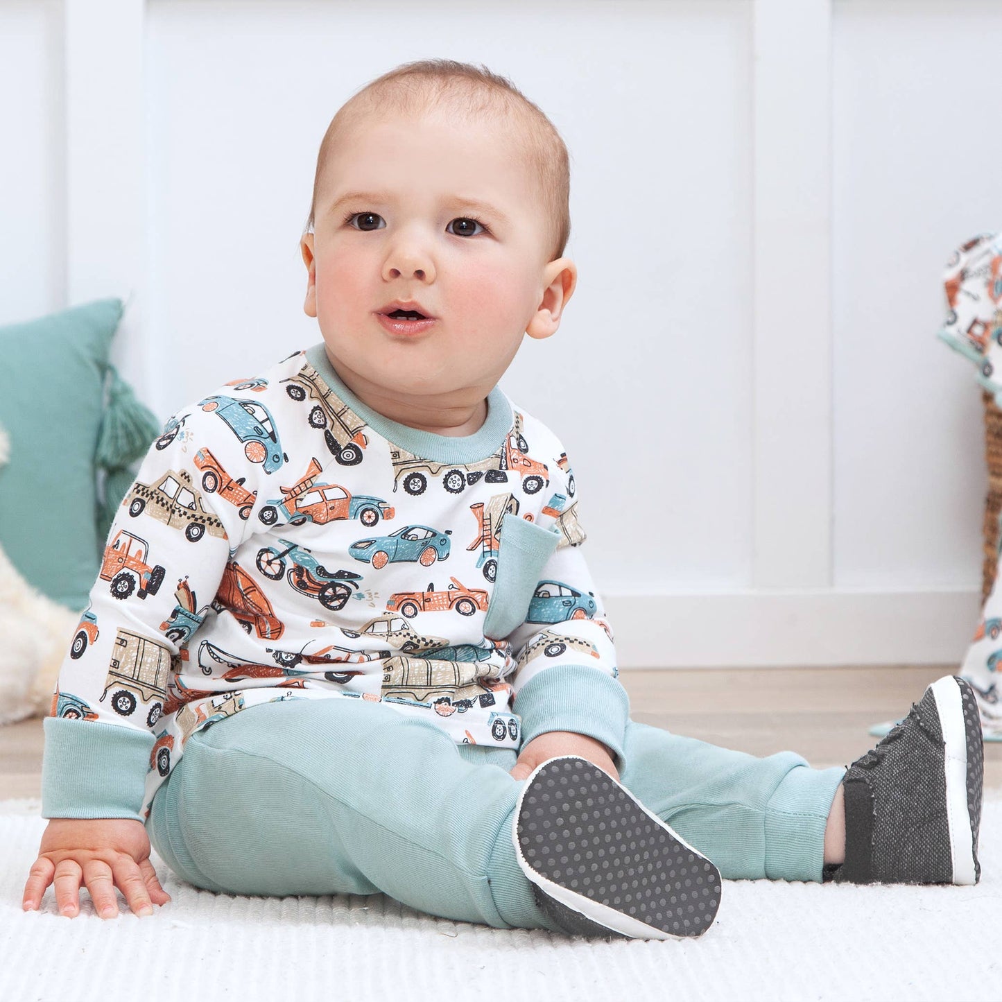 Baby Boy's Let's Ride Bamboo Top & Pants