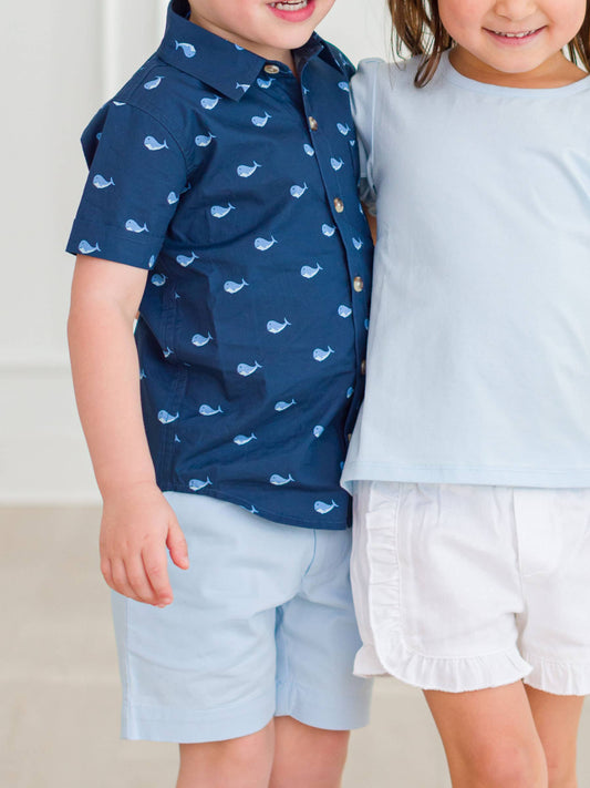 Boys Light Blue Stretch Chino Shorts