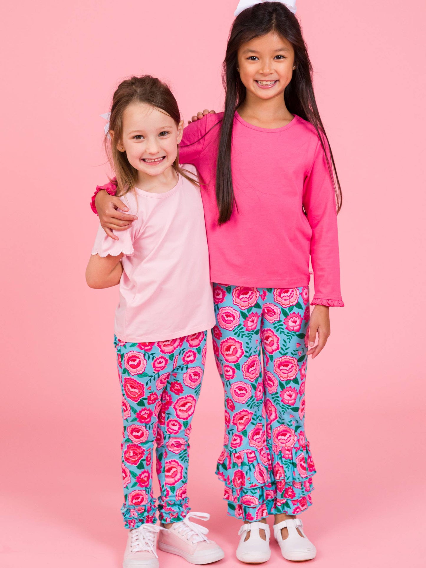 Girls Bright Blossoms Ruffle Flare Pants
