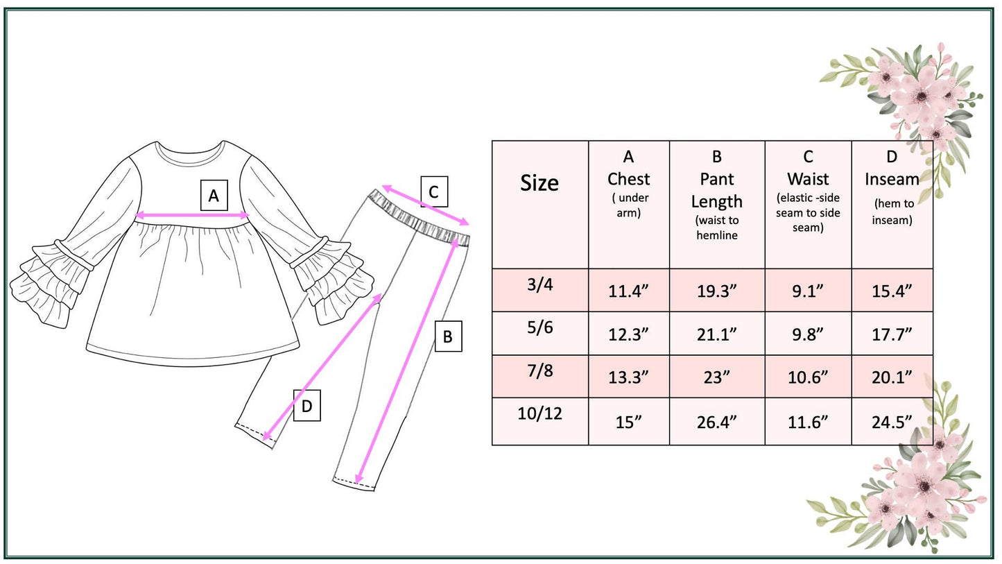 Black & White Check Smiley Face Ruffle Top Leggings Set