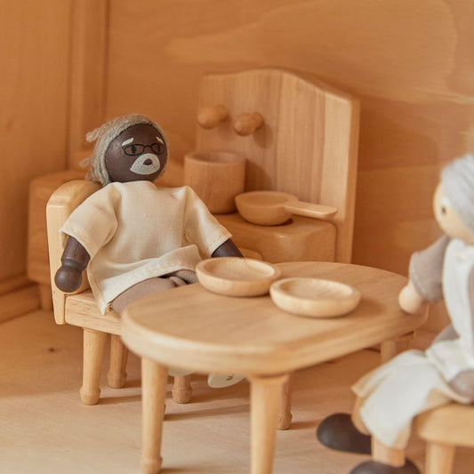 Grandfather Dollhouse Figure - Dark Skin Tone