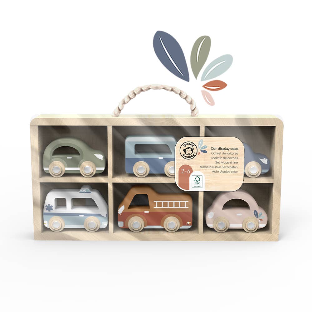 Speedy Monkey Car Display Case with 6 Vehicles