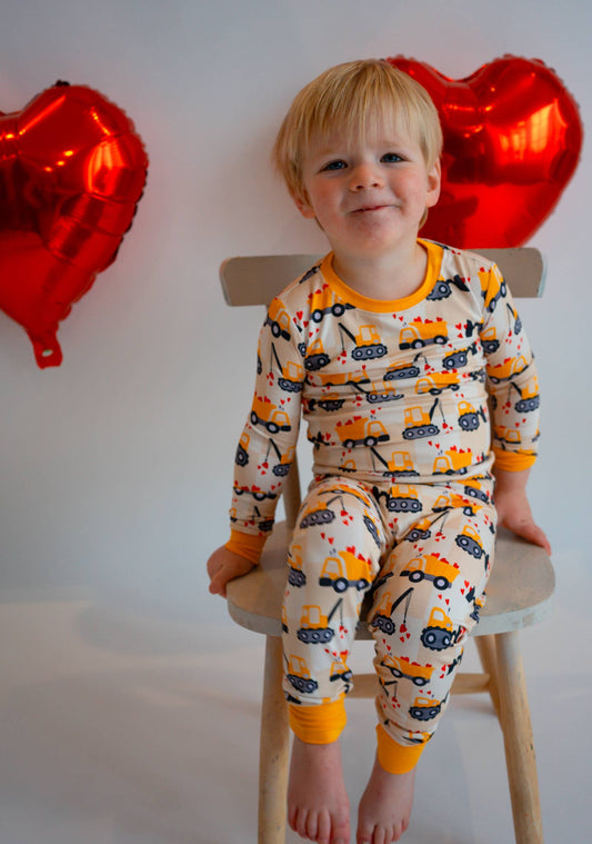 Valentine's Day Construction Two-Piece Bamboo Pajamas