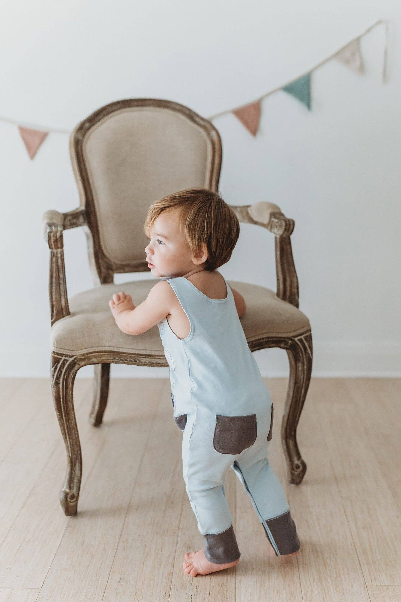 Organic Appliqué Harem Romper in Airplane