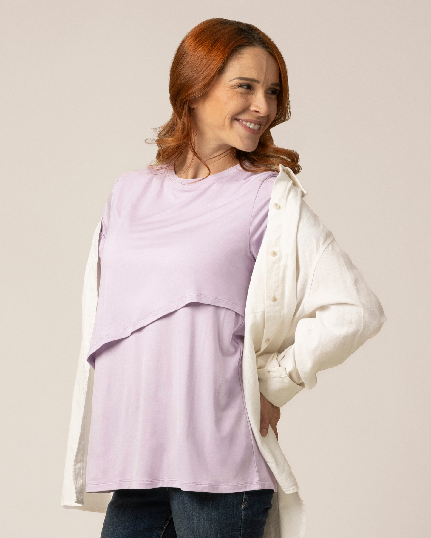 Everyday Asymmetrical Nursing T-shirt | Lavender Mist
