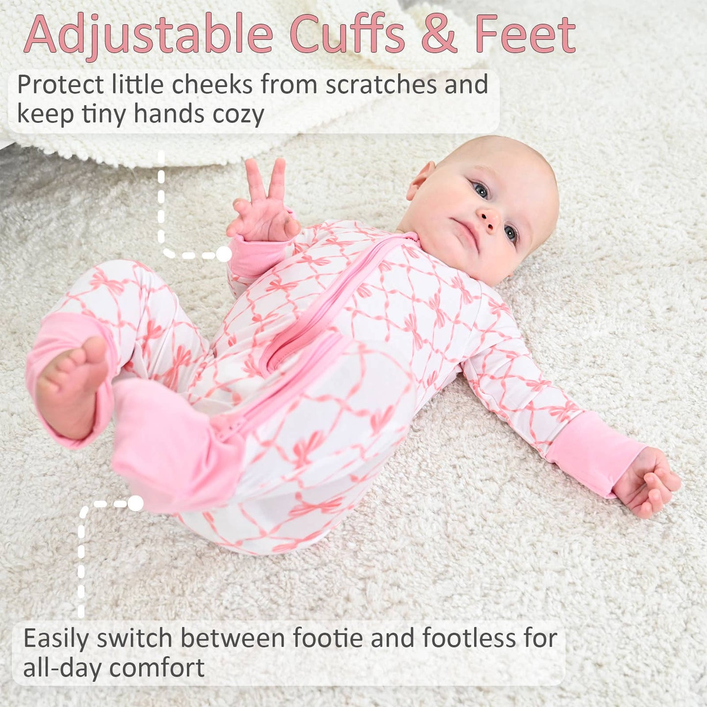 Beautiful Bows 2-Way Zipper Romper