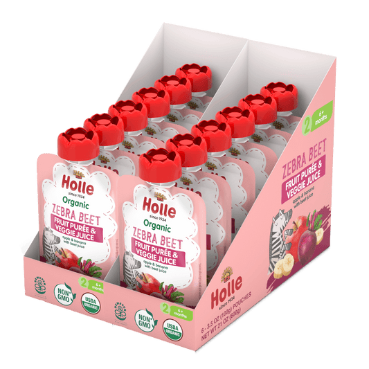 Holle Baby Food Pouches - Organic Fruit & Veggie Puree - Zebra Beet