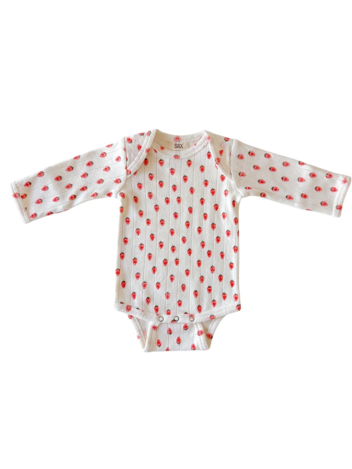 White Strawberry / Organic Pointelle Long Sleeve Bodysuit