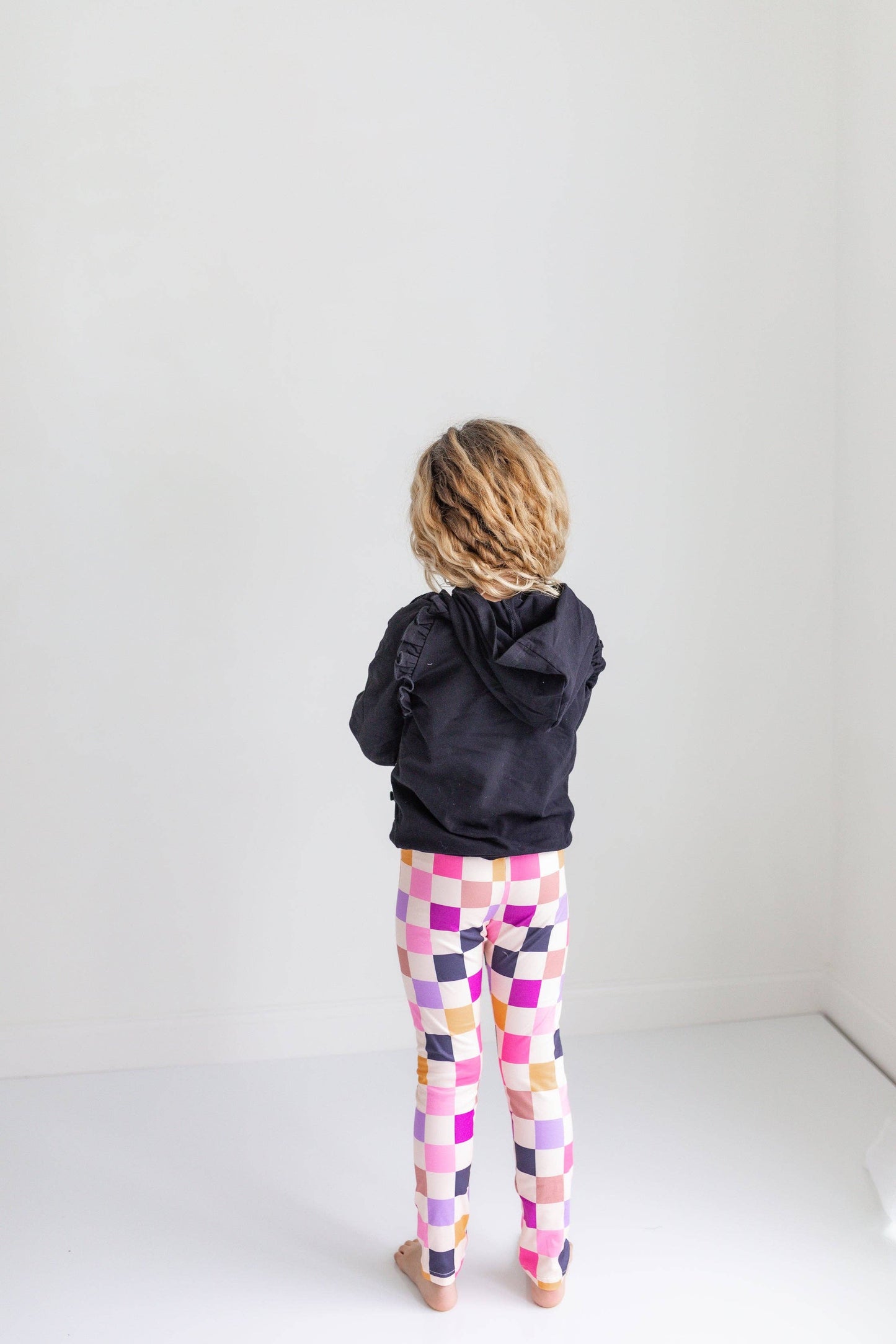Ruffle Hoodie & Checkered Leggings Fall Set