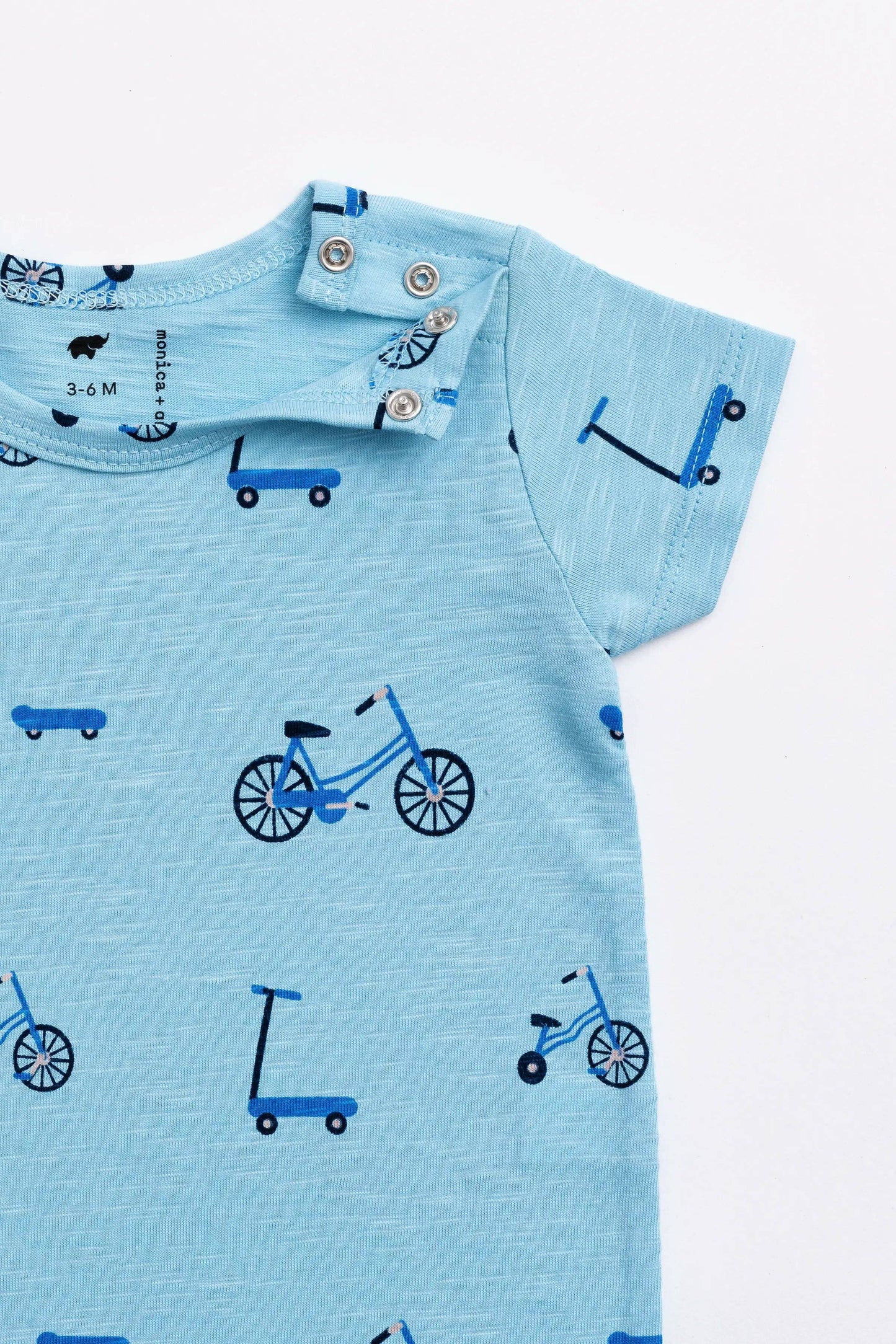 Baby Slub Shorty Romper - On Wheels