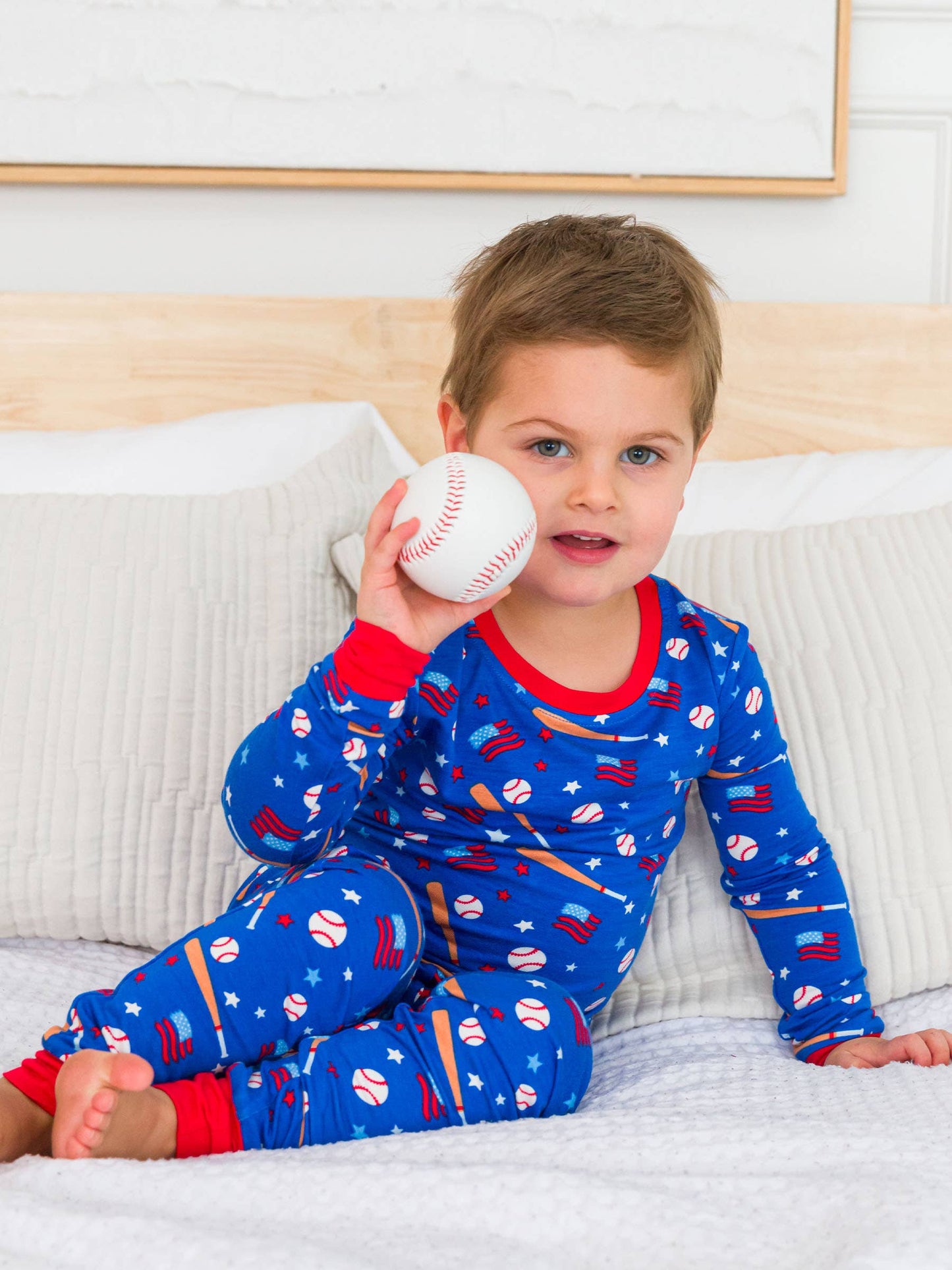Boys Play Ball Bamboo Viscose Long Sleeve Pajama Set