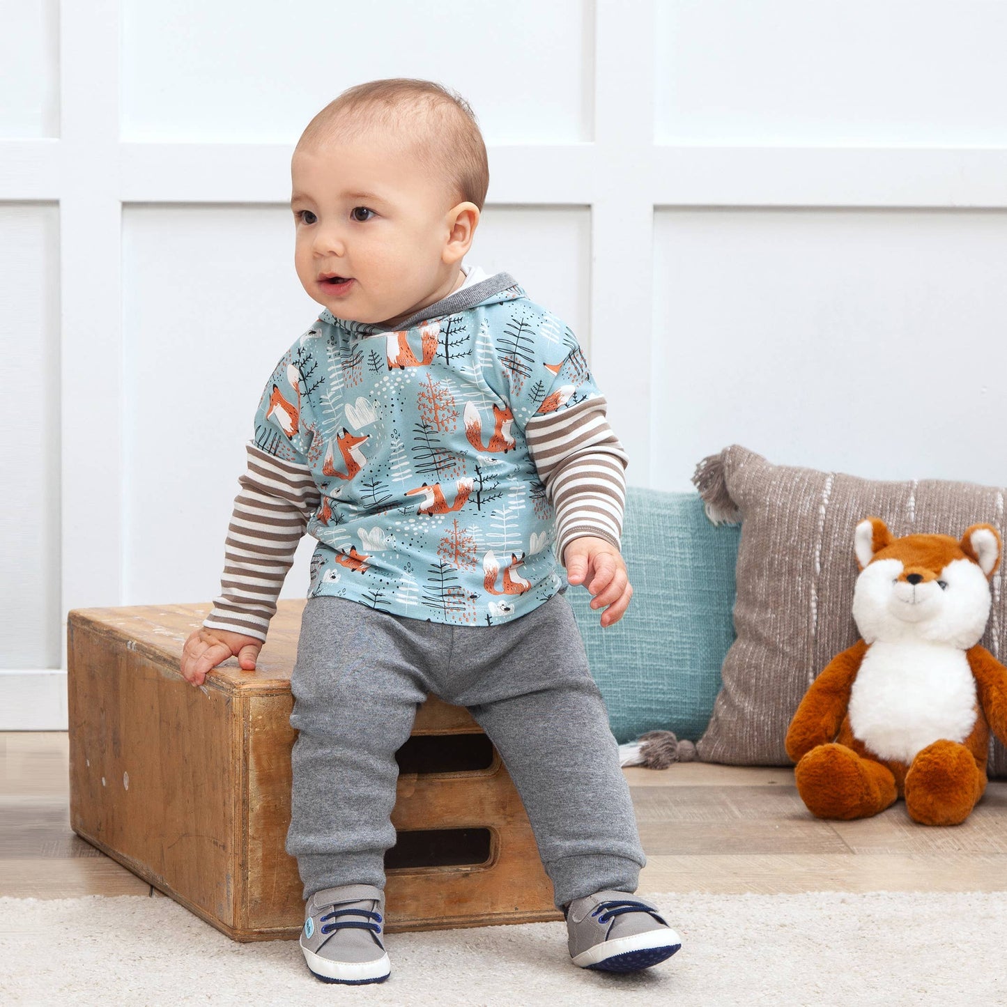 Baby Boy's Foxy Forest Hooded Bamboo Top & Pants