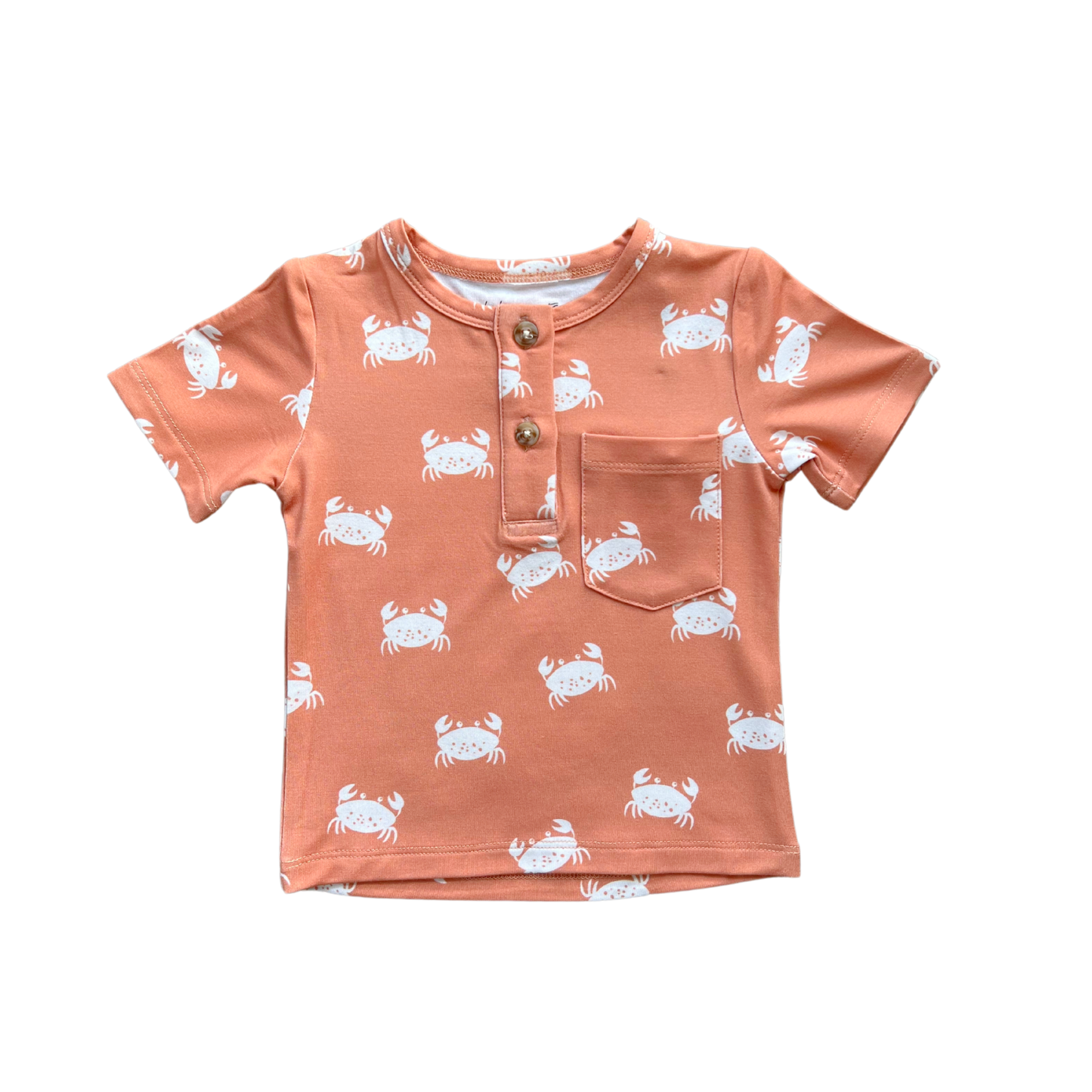 Sunset Crab Bamboo Henley Tee