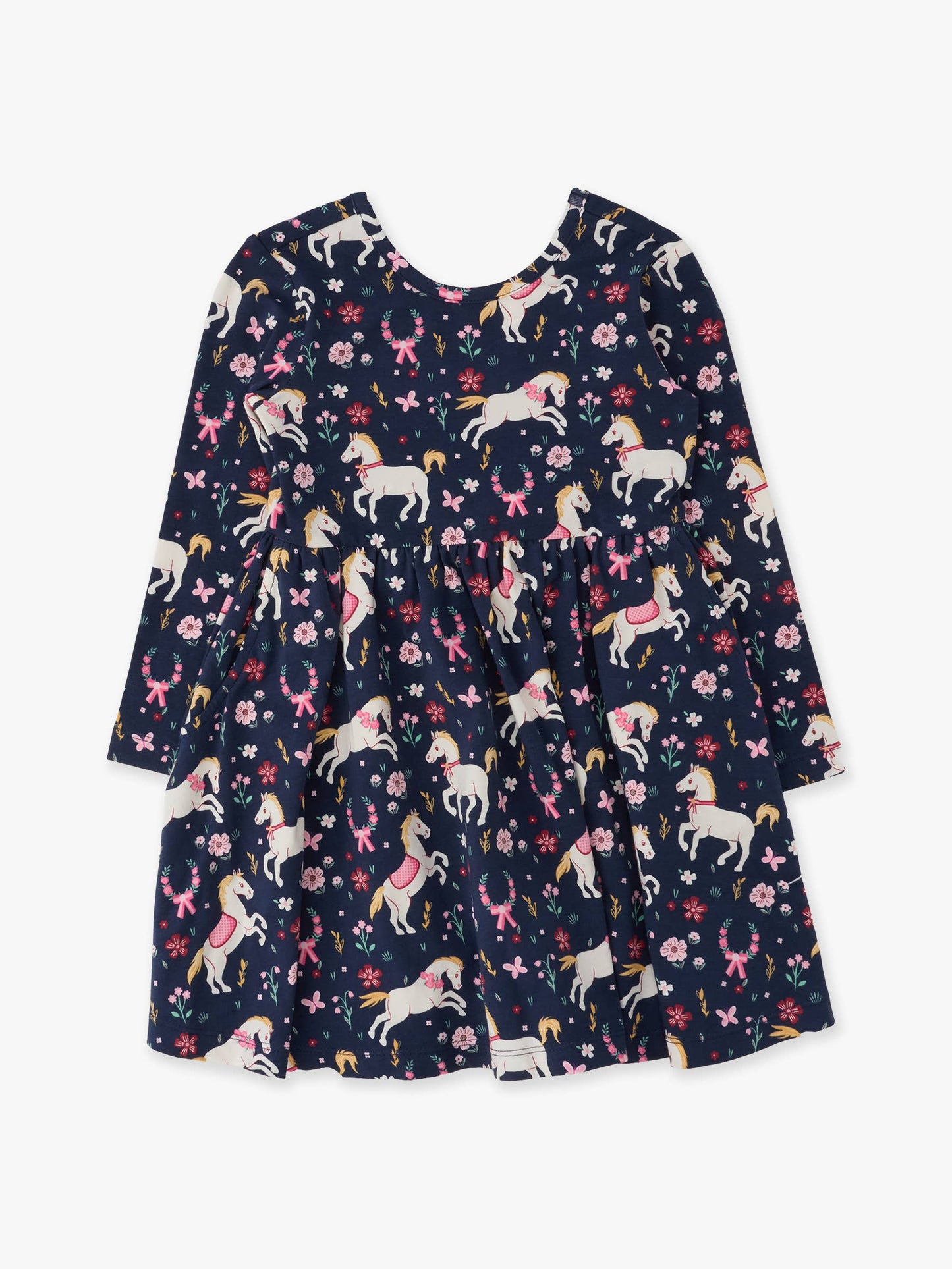 Girls Pony Petals Knit Long Sleeve Twirl Dress