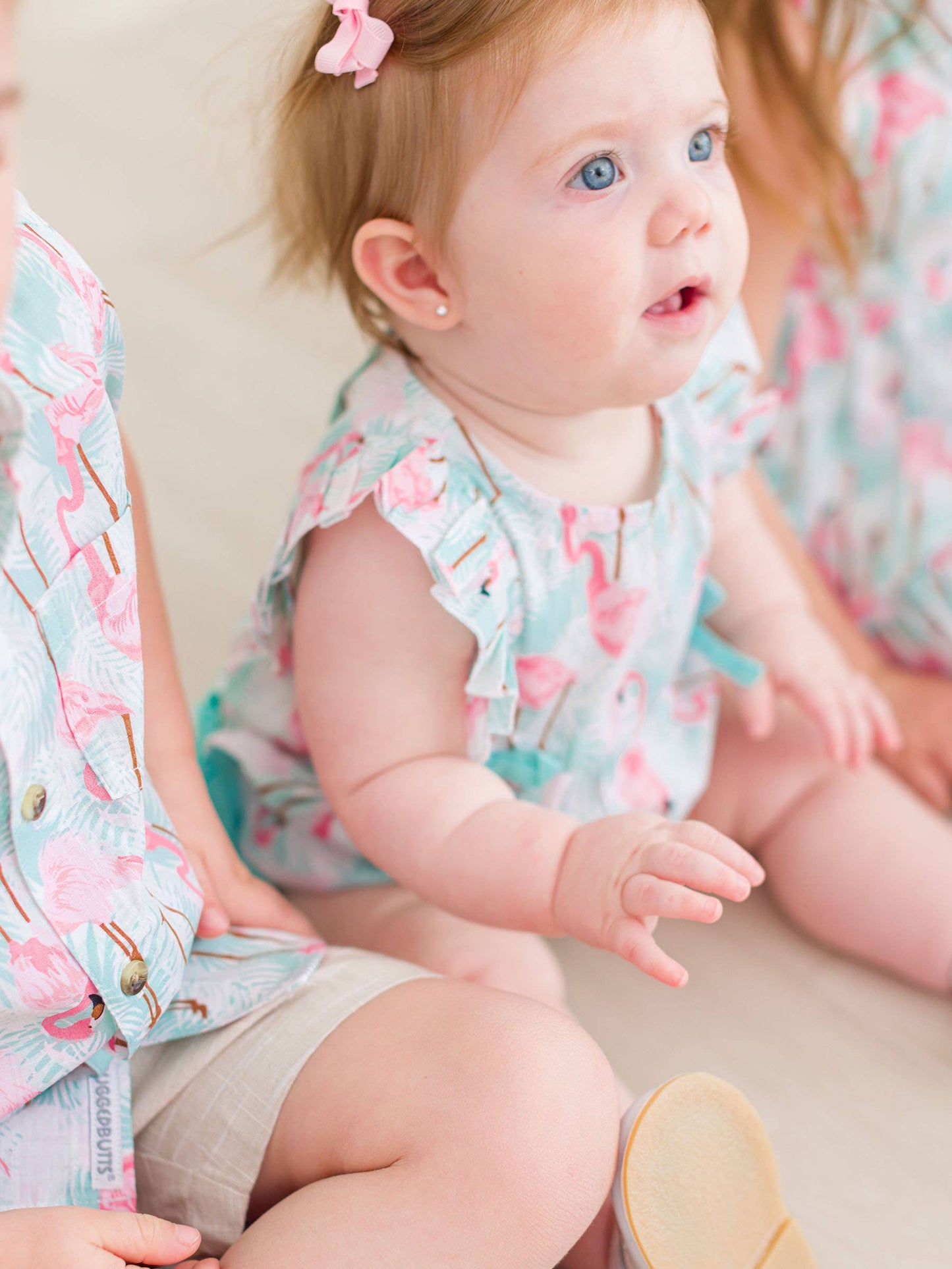 Baby Girls Vibrant Flamingo Classic Ruffle Bubble Romper