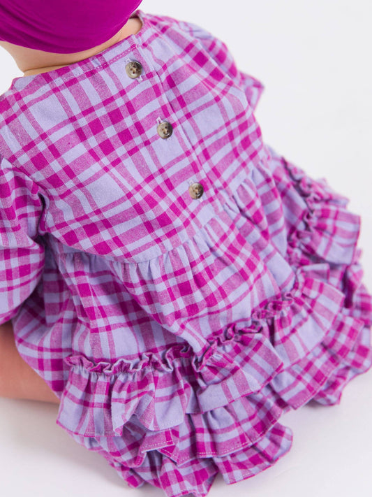 Harper Plaid Woven Long Sleeve Bubble Romper
