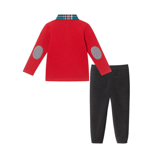 Kids Red Holiday Christmas Polo Set