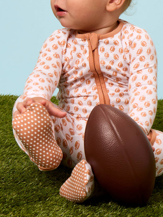 SoftSnooze™ Baby Cotton Modal Football Frenzy Footed One Piece Pajama