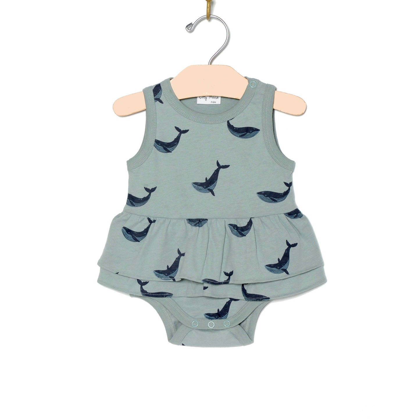 Skirted Bodysuit- Blue Whales