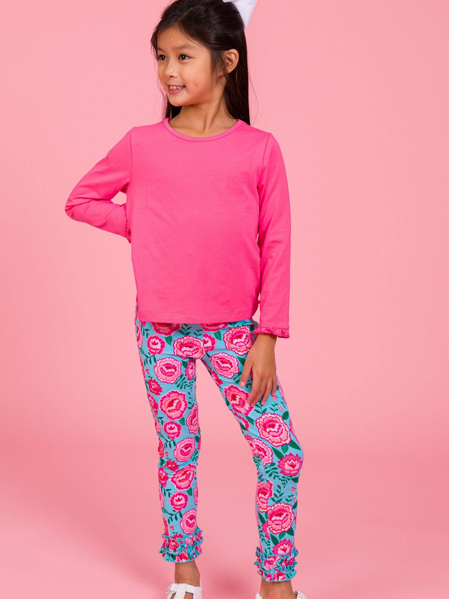 Girls Bright Blossoms Classic Ruffle Leggings