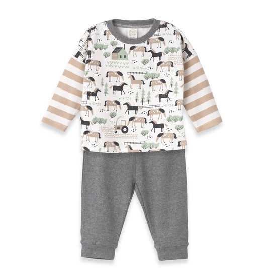 Baby Boy's Horses Bamboo Top & Pants