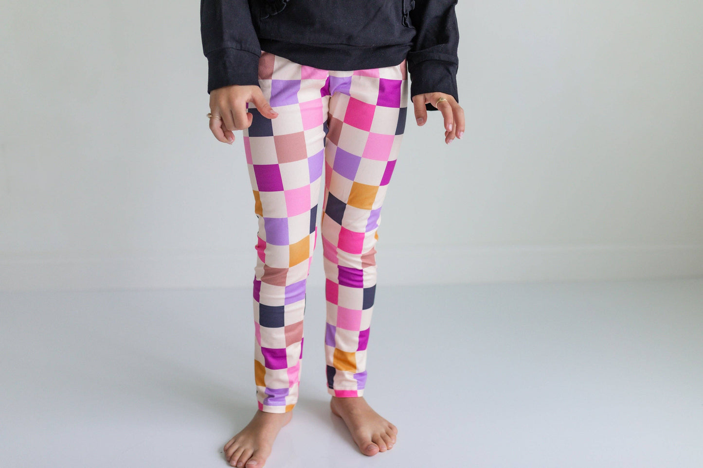 Ruffle Hoodie & Checkered Leggings Fall Set