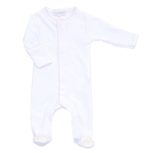 Essentials White with Pink Trim Footie