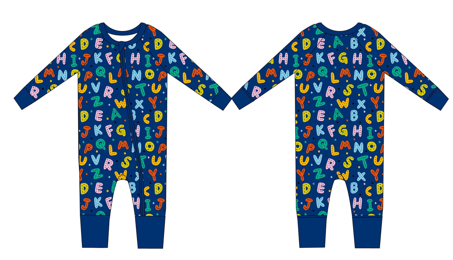 Back to School Alphabet Zippy Bamboo Pajamas