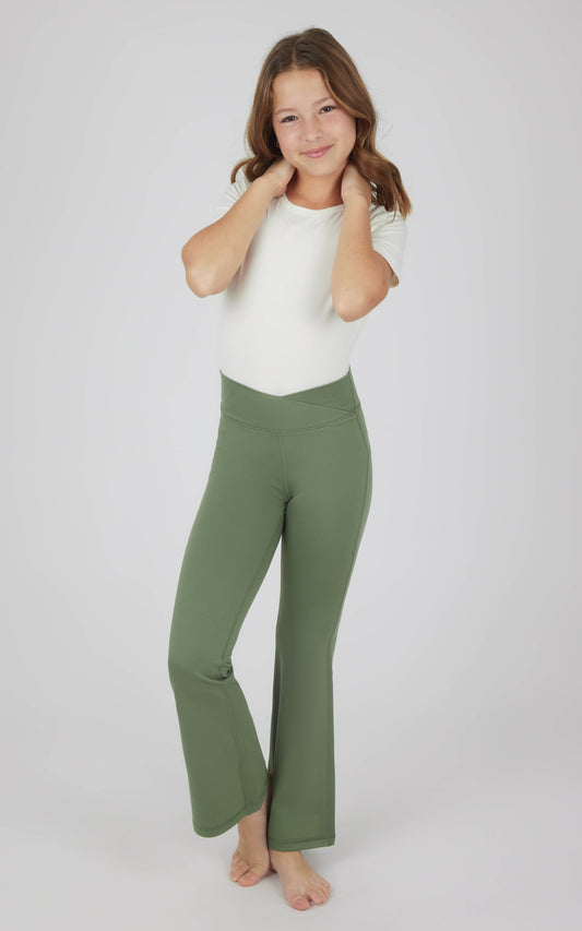 Girls Interlock Crossover Full Length Flare Pants