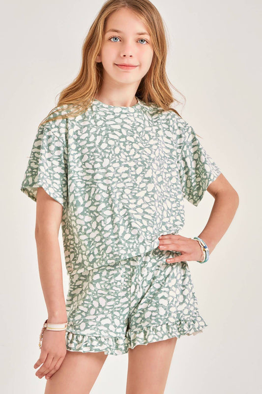 Animal Print Top and Shorts Set