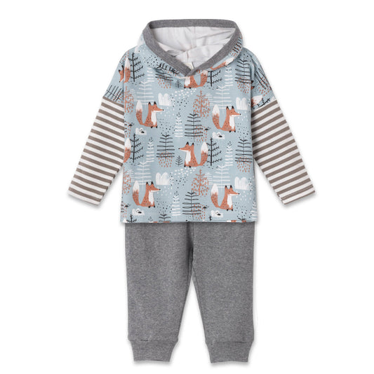 Baby Boy's Foxy Forest Hooded Bamboo Top & Pants