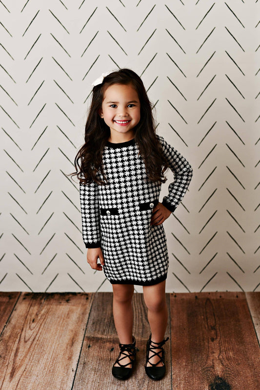 Houndstooth Check Sweater Dress