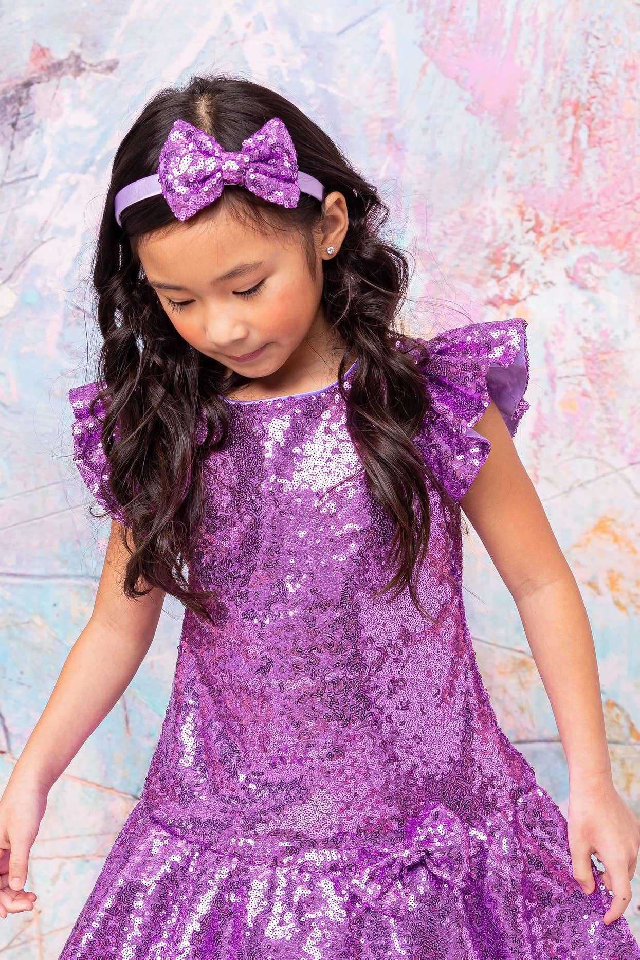 Satin Headband with Sequin Bow