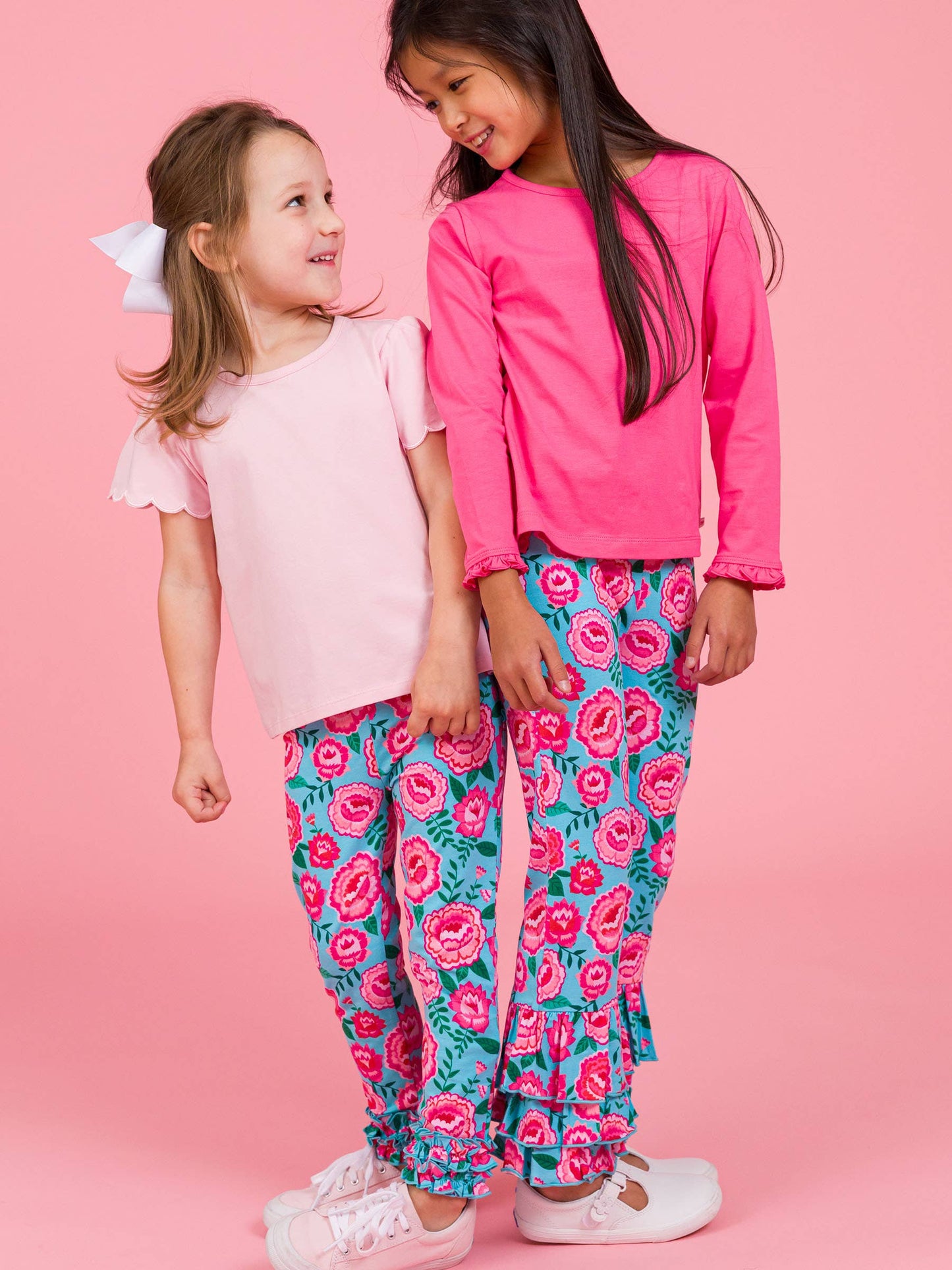 Girls Bright Blossoms Ruffle Flare Pants