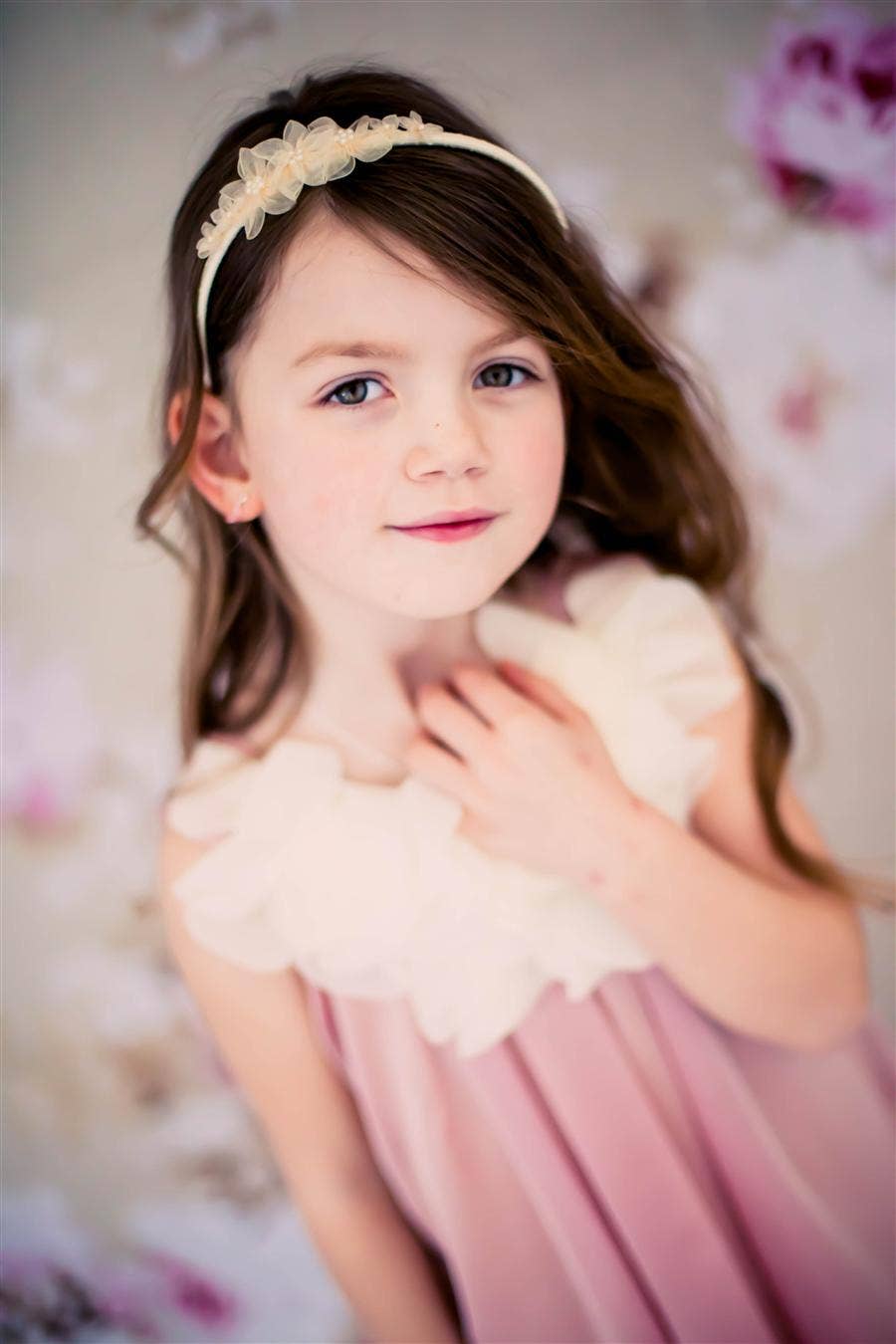 Organza Flower Headband with Pearl Detailing