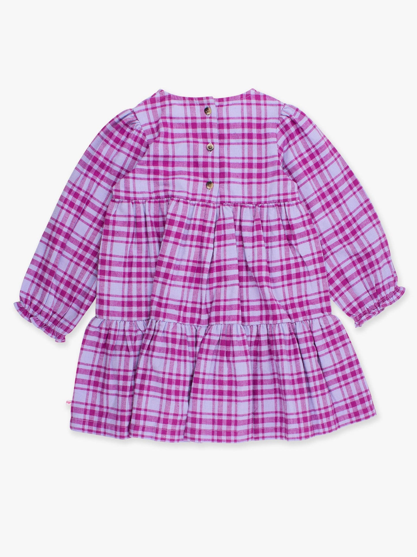 Girls Harper Plaid Woven Long Sleeve Tiered Twirl Dress