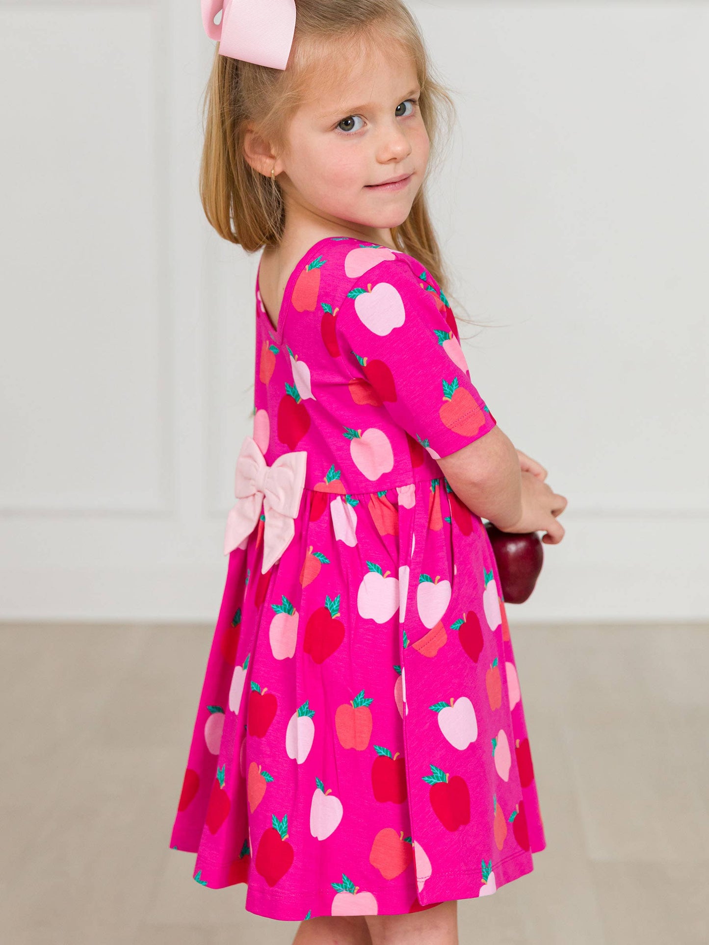Girls Apple of My Eye Short Sleeve Knit Twirl Dress