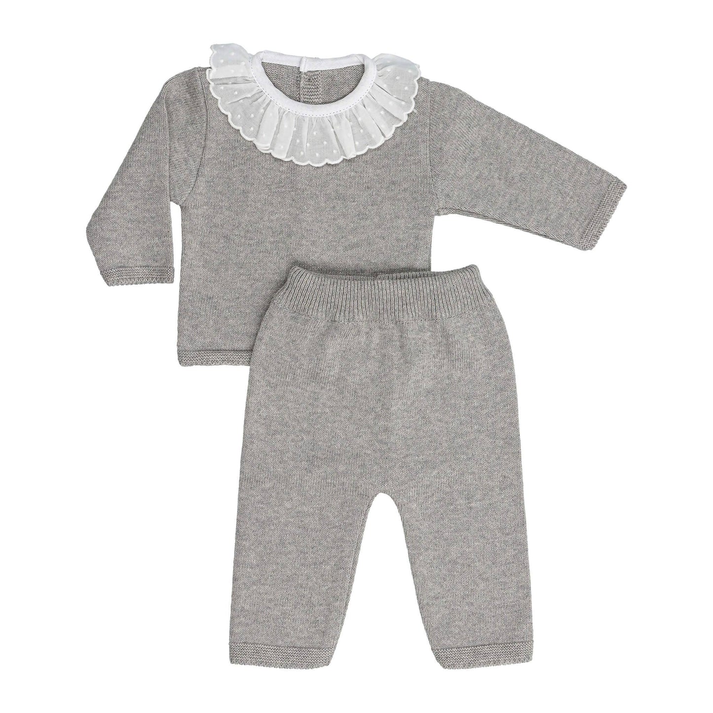 Baby Ruffle Collar Knitted Sweater and Pants Set