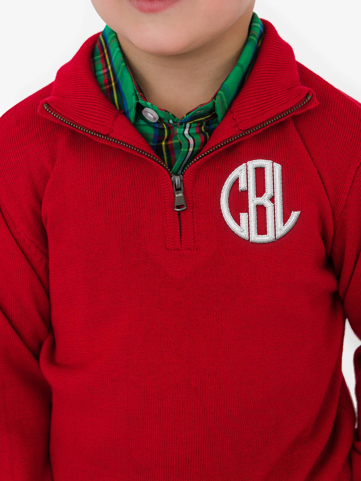 Boys Red Quarter-Zip Sweater