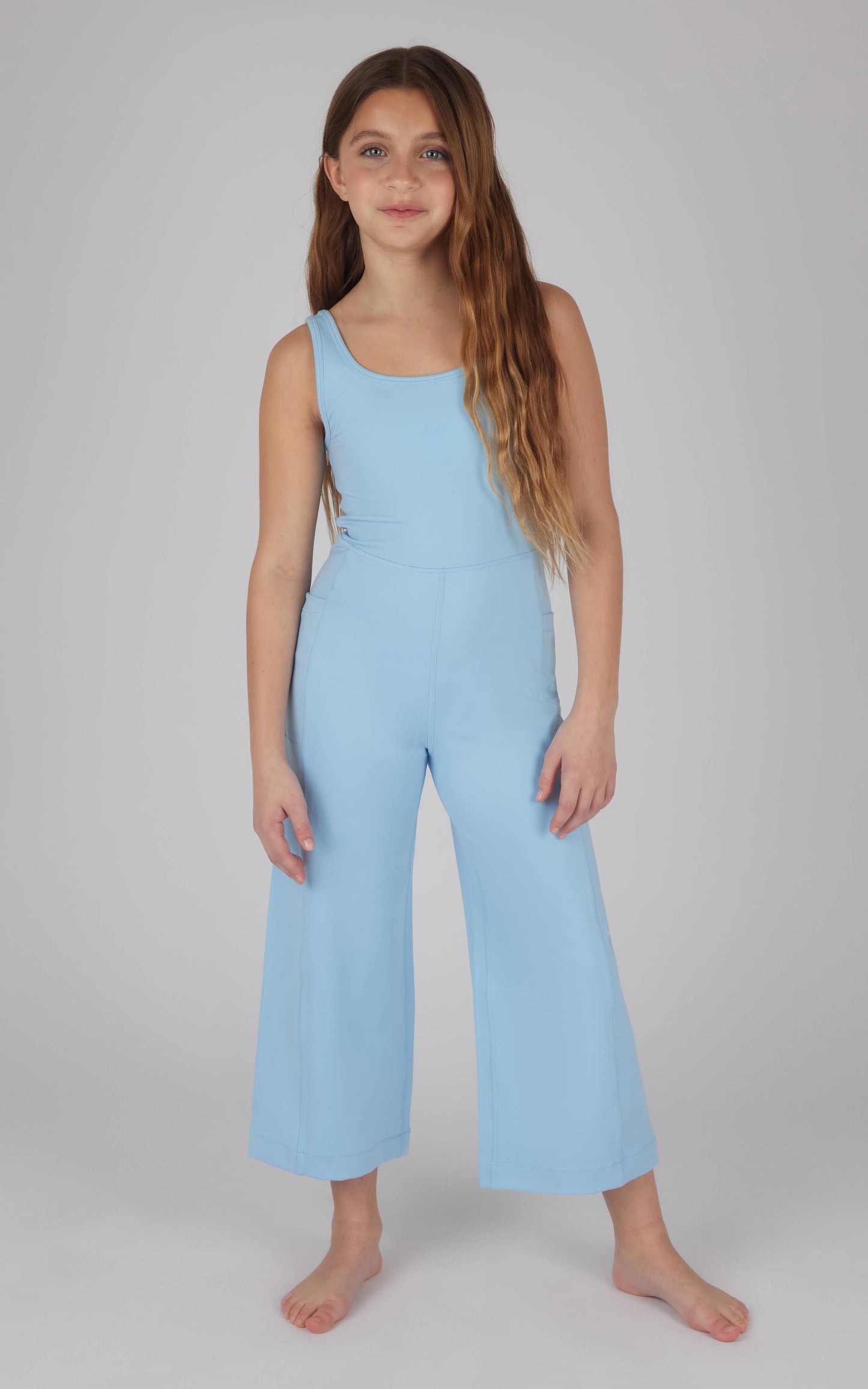 Girls Interlock Everyday Wide Flare Leg Crop Romper