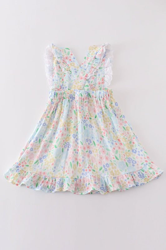 Premium Muslin Floral Ruffle Dress