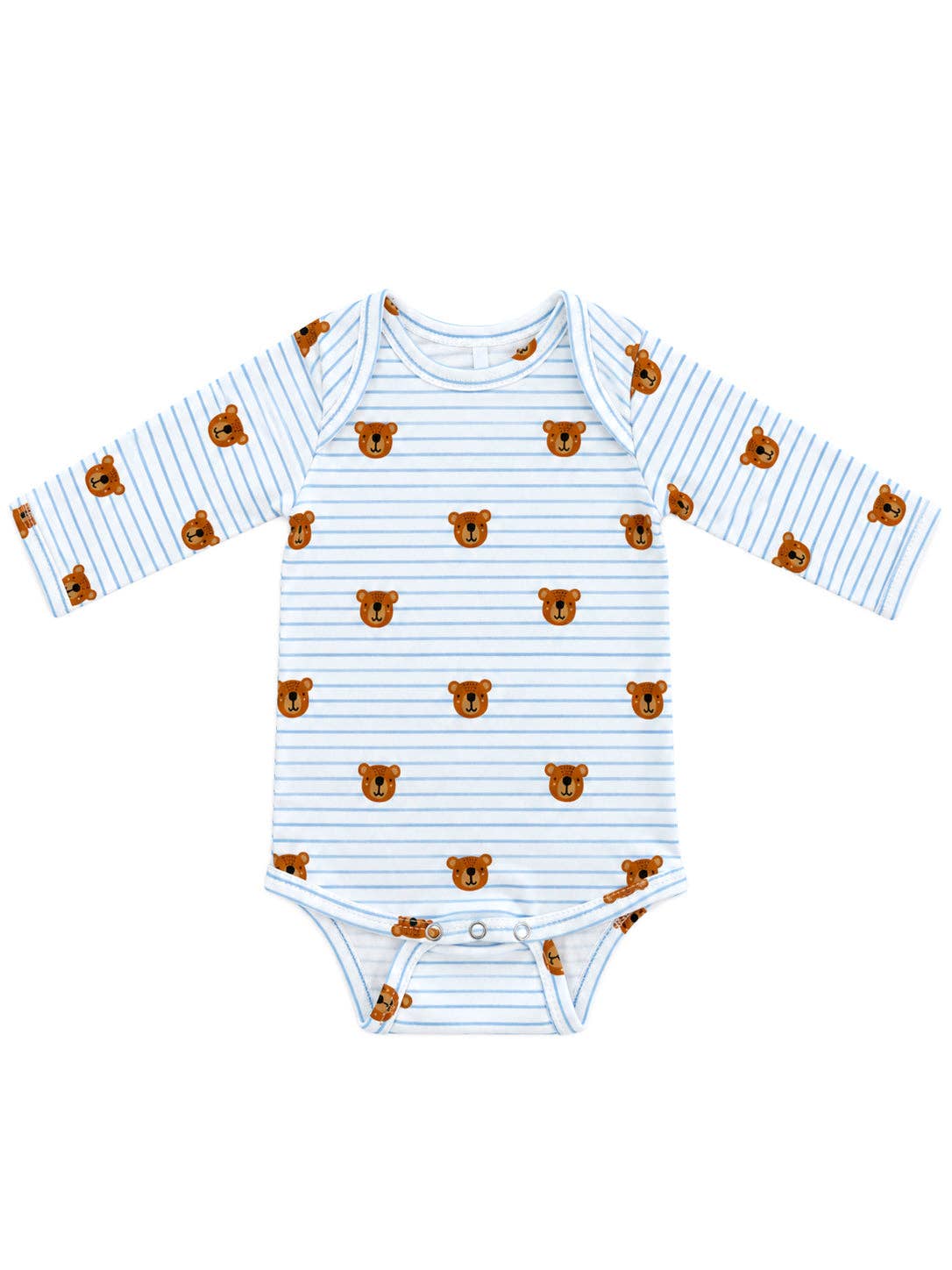 Blue Bear Stripe / Organic Cotton Long Sleeve Bodysuit