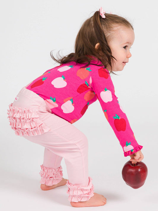 Toddler Girls Pink Classic Ruffle Leggings with Signature Rear Ruffles