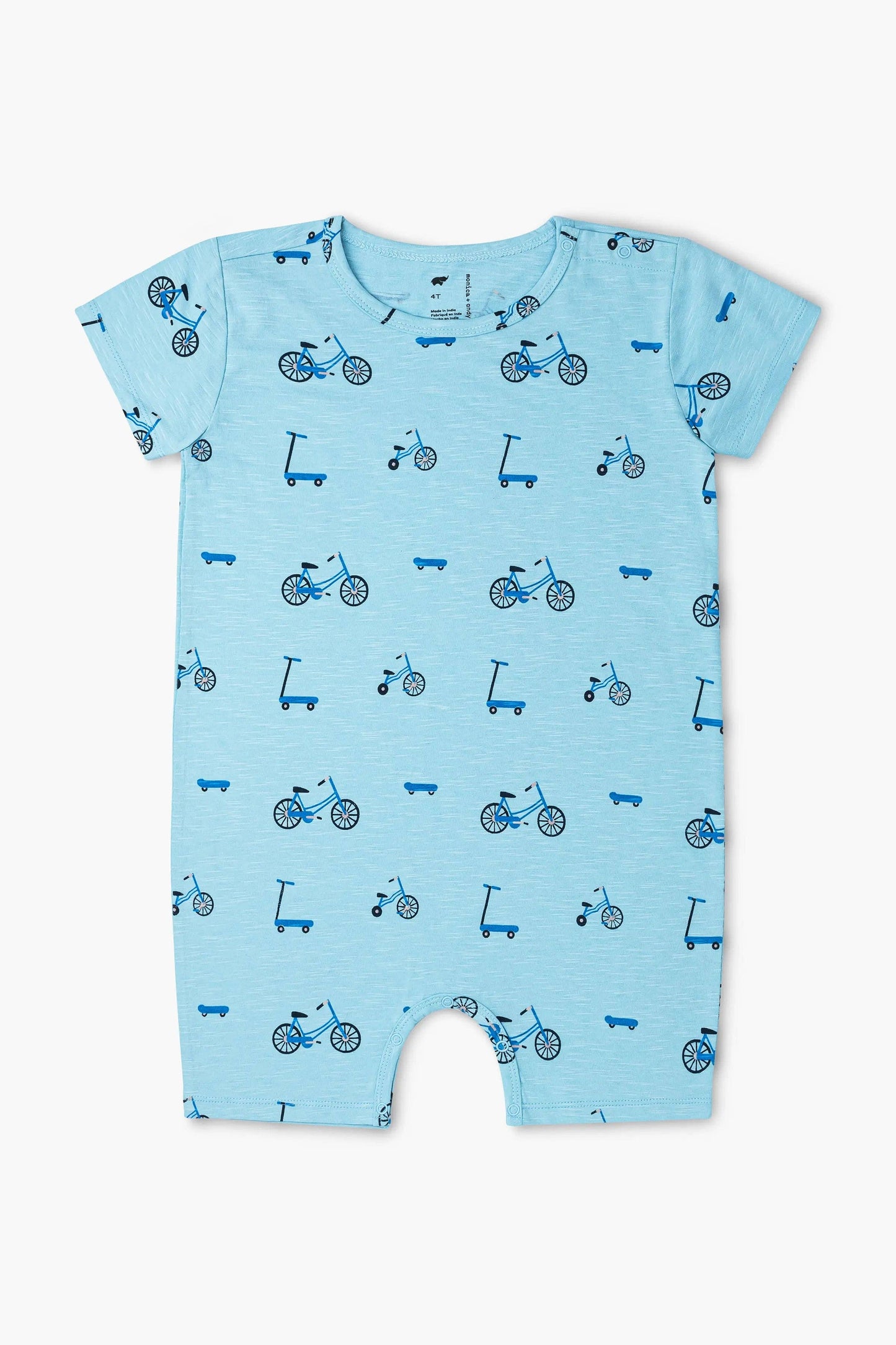 Baby Slub Shorty Romper - On Wheels