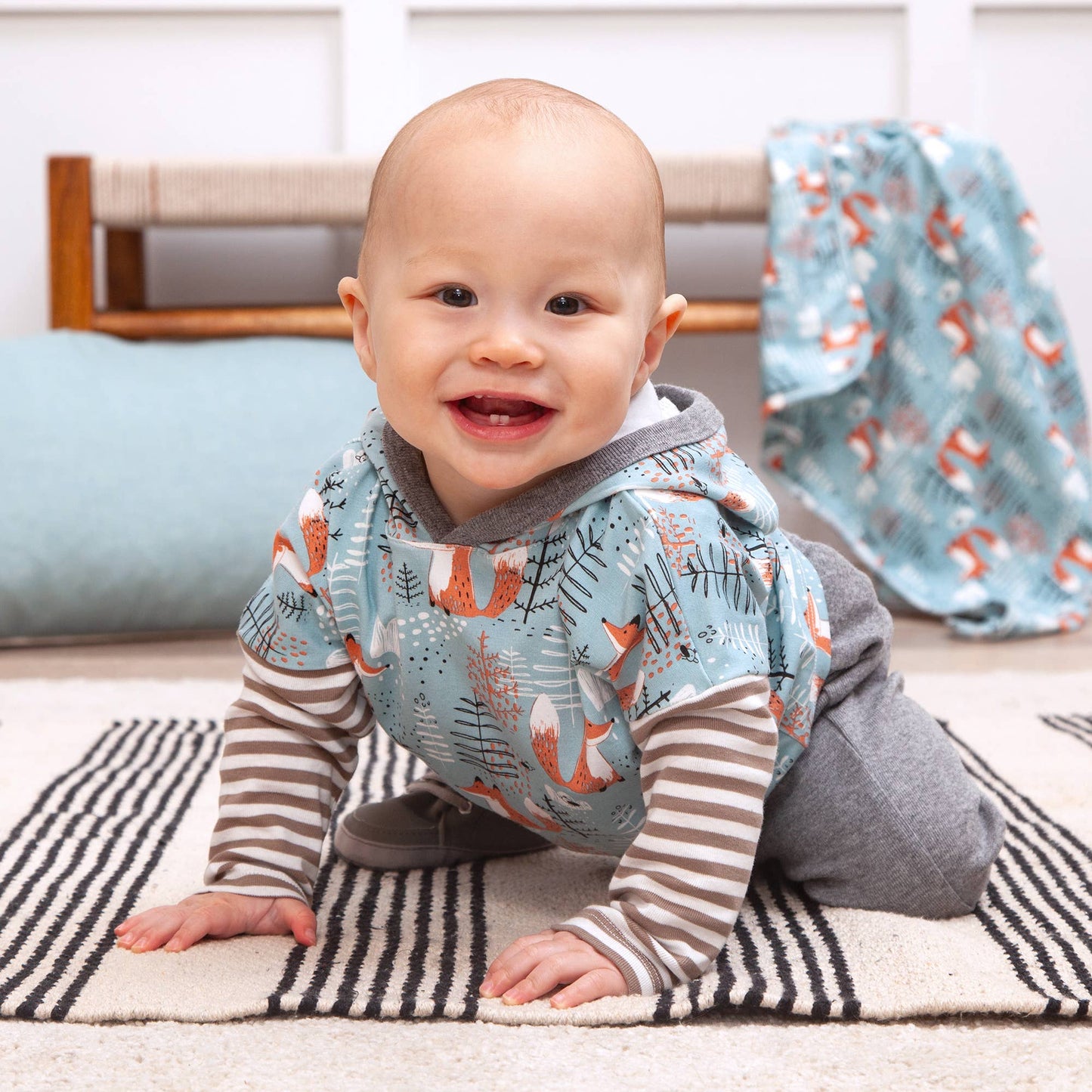 Baby Boy's Foxy Forest Hooded Bamboo Top & Pants