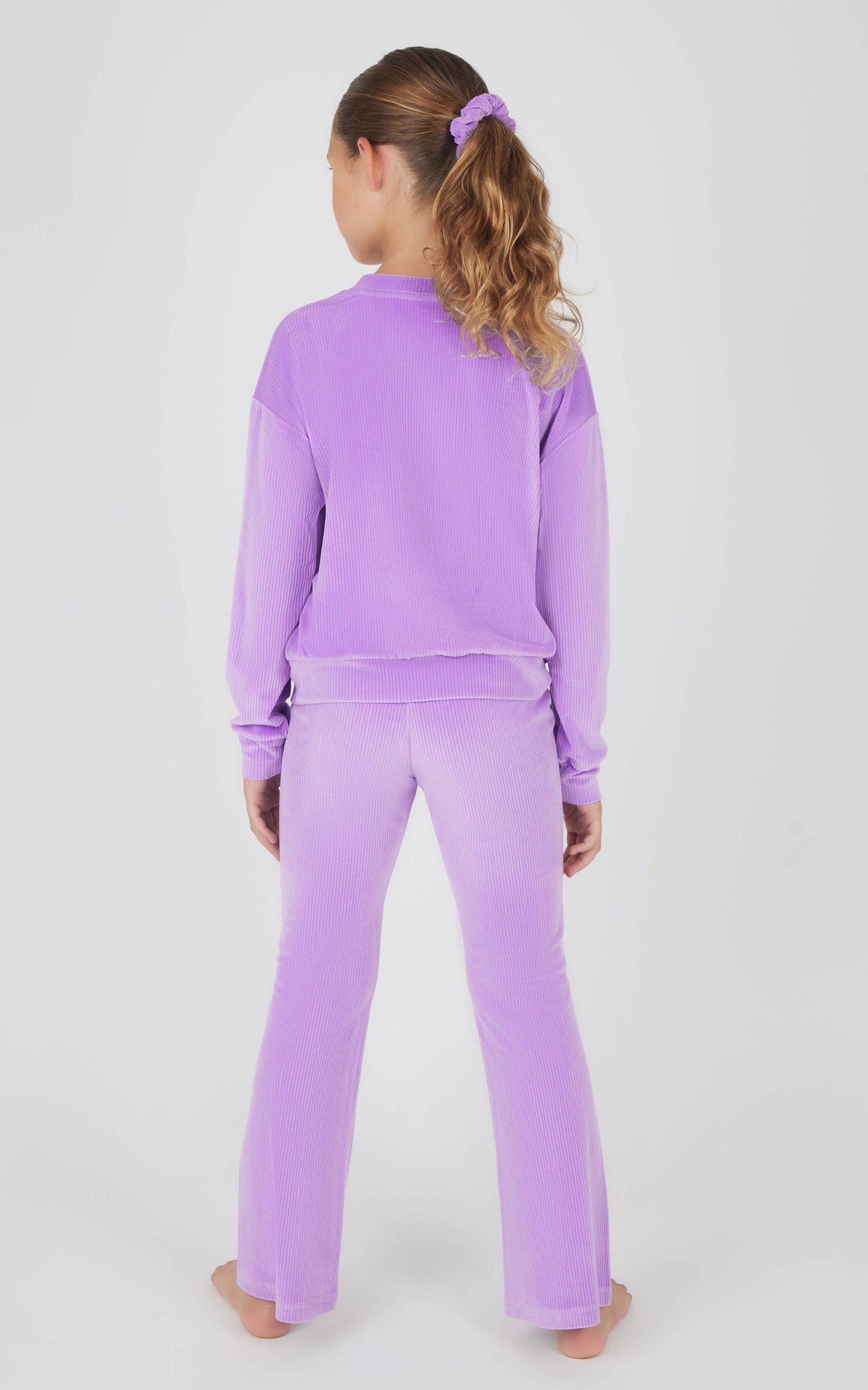 Rib Velour Crew Neck, Flared Pant, & Scrunchie set