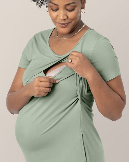 Eleanora Bamboo Maternity & Nursing Dress | Aqua Mist