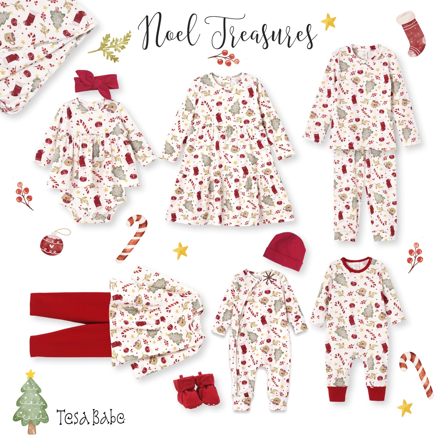 Bamboo Holiday Baby Zip Romper – Christmas One-Piece Pajamas - Noel