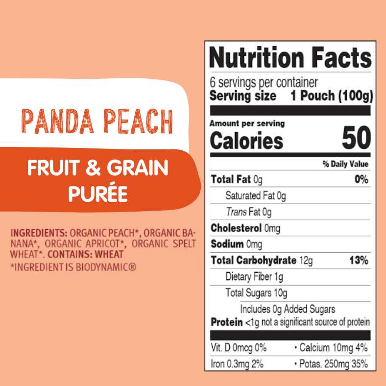 Holle Baby Food Pouches - Organic Fruit & Grain Puree - Panda Peach